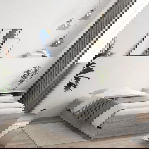 VidaXL Okvir kreveta s ladicama siva boja hrasta 90 x 190 cm drveni Slike