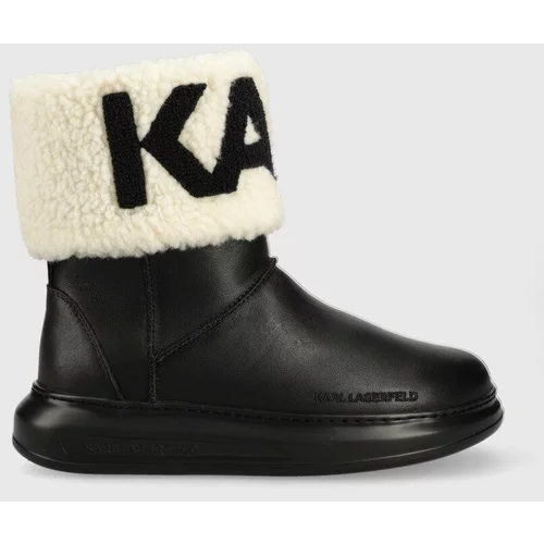 Karl Lagerfeld Usnjene snežke Kapri Kosi, črna barva