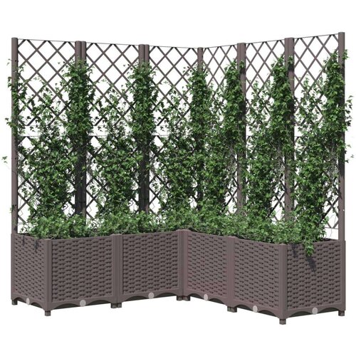 VidaXL Vrtna sadilica s re&amp;scaron;etkom smeđa 120 x 120 x 136 cm PP Slike