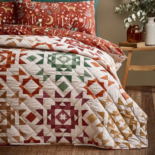 Catherine Lansfield Bež pre&amp;scaron;ito pregrinjalo 220x230 cm Autumn Patchwork Geo &amp;ndash; Slike