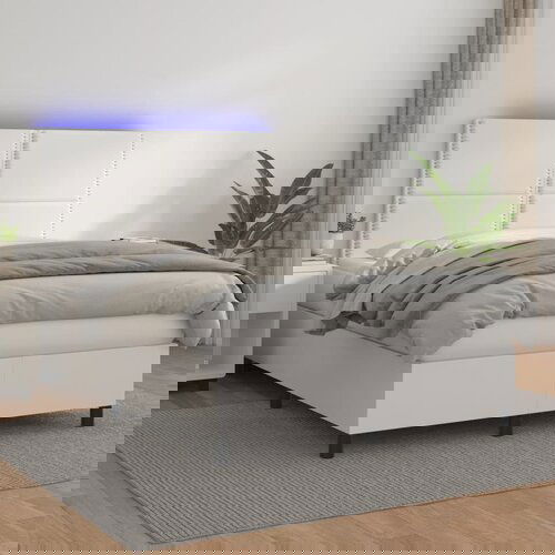  The Living Store Box spring postelja z vzmetnico LED bela 140x200cm umetno usnje - Box Spring Postelja, (21445755) Slike