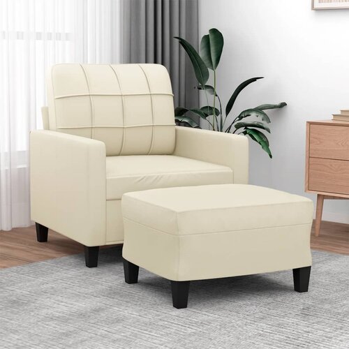 VidaXL Fotelj s stolčkom za noge krem 60 cm umetno usnje Slike
