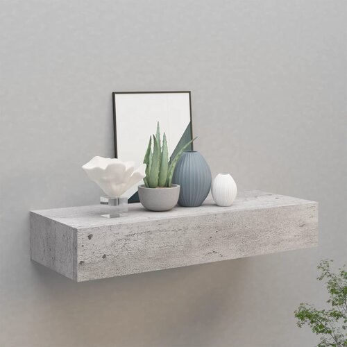 VidaXL Stenska polica s predalom betonsko siva 60x23,5x10 cm mediapan Slike