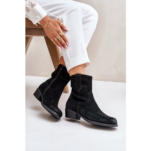 Sergio Leone Women&amp;#039;s Suede Cowboy Ankle Boots With Low Heel Insulated Slike