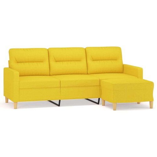  Trosjed s tabureom svjetložuti 180 cm od tkanine Slike