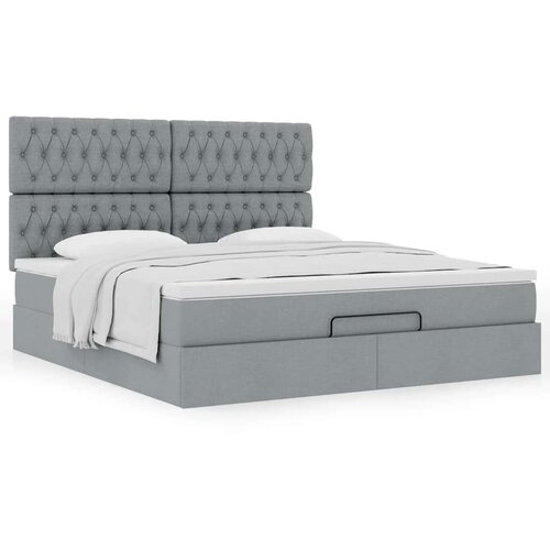 vidaXL Otomanski posteljni okvir z vzmetnico siv 180x200 cm blago Cene