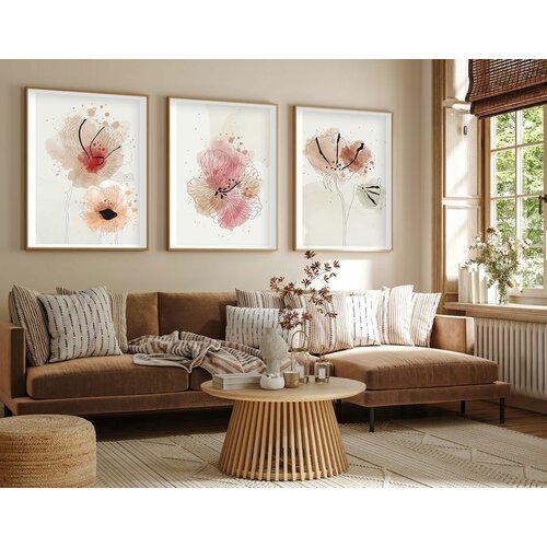 Wallity Huhu205 - 50 x 35 multicolor decorative framed mdf painting (3 pieces) Cene