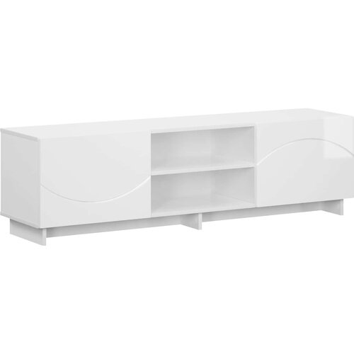  TV stalak 140 x 34,5 x 40 cm Bijela visokog sjaja Slike