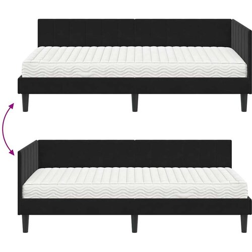 VidaXL Kutni okvir kreveta s madracem Crna 90 x 190 cm Bar&amp;scaron;un Slike