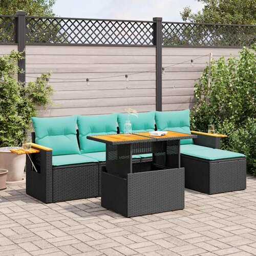 vidaXL 6-dijelni set vrtnih sofa s jastucima crni od poliratana bagrem Cijene