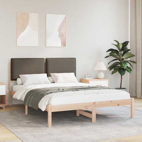 vidaXL Posteljni okvir z oblazinjenim vzglavjem Taupe 120 x 200 cm Cene