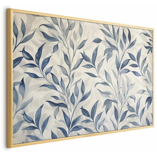  Plakat - Delicate Botanical Motif with Blue Leaves 60x40 Zlatni okvir Cene
