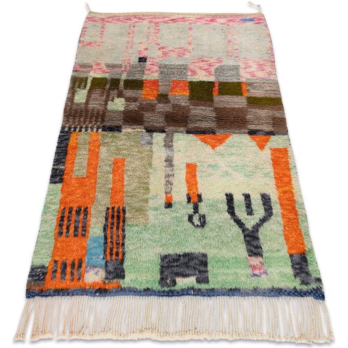 RugsX Preproge BERBER preproga MR4296 Beni Mrirt ročno tkana 110x150 cm Zelena Cene