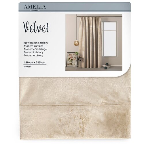 Restilo Bež žametna zavesa AmeliaHome Velvety Simple, 245 x 140 cm Slike