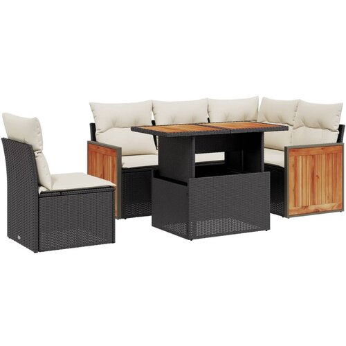 Maison Chic Seti vrtnega pohištva - Vrtna garnitura - Vrtni pohištvo set 6-delna z blazinami črna poli ratan, (21805036) Cene
