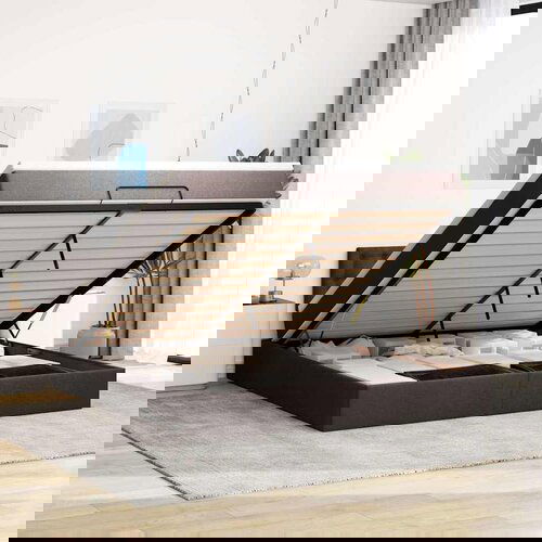 vidaXL Otomanski krevet s madracem i LED tamnosmeđi 160x200cm tkanine Cijene