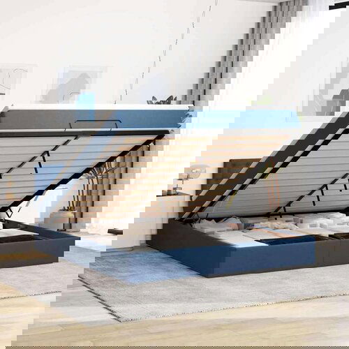 VidaXL Otomanski krevet s madracem plavi 160x200cm od tkanine Slike