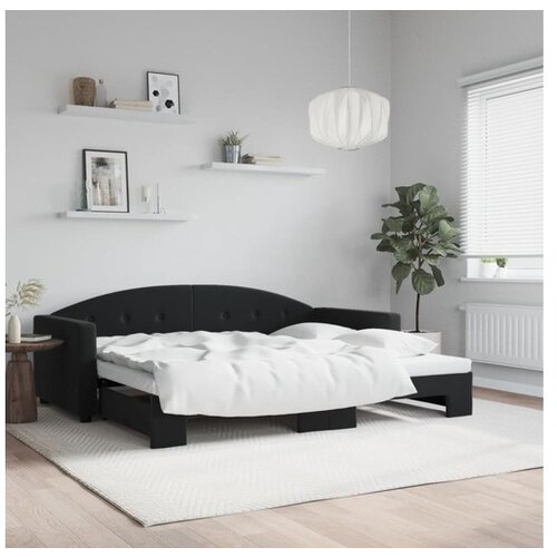 vidaXL Izvlečna dnevna postelja črna 90x190 cm žamet Cene