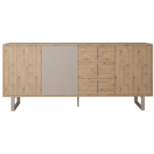 Marckeric Siva/u prirodnoj boji niska komoda u dekoru hrasta 180x80 cm Millay &amp;ndash; Slike