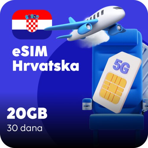 Ananas eSIM Hrvatska eSIM kartica - 20GB prepaid mobilnih podataka za 30 dana Cene
