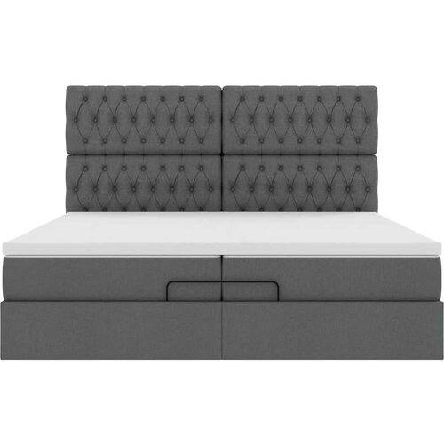 VidaXL Otomanski okvir kreveta s madracima tamnosivi 200x200cm tkanine Slike