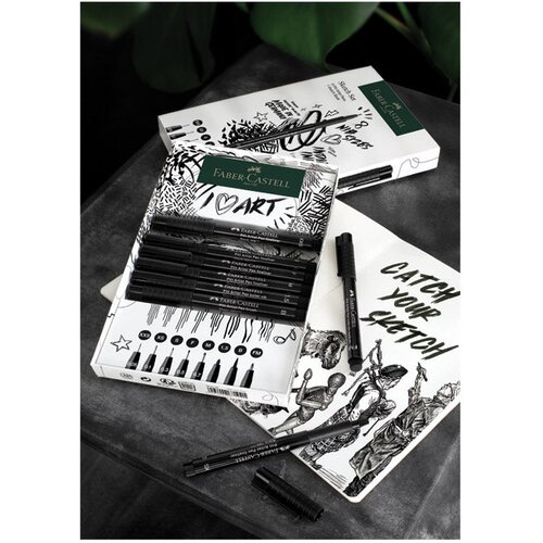  SET PITT ARTIST PEN PLUS SKETCHBOOK PK9 FABER CASTELL 267102 Slike