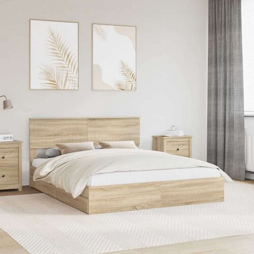  Krevet s od storage Sonoma hrast 160 x 200 cm Konstruirano drvo Cene