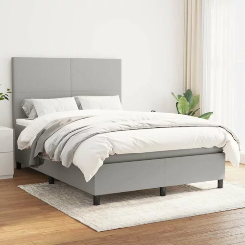  Box spring postelja z vzmetnico svetlo siva 140x200 cm blago, (20901999)