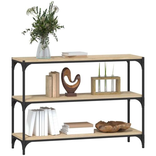 VidaXL Knjižna omara sonoma hrast 100x33x70,5 cm inž. les in jeklo Slike