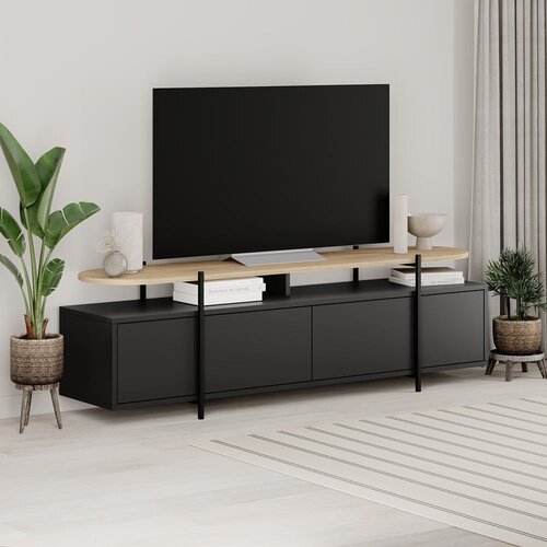 Marckeric Črna TV omarica v hrastovem dekorju 160x48 cm Hinoa &amp;ndash; Slike