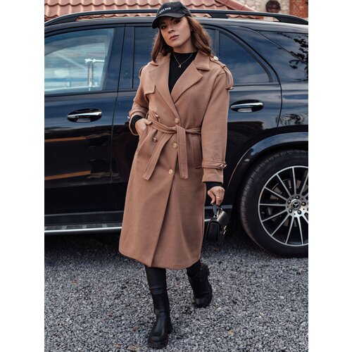 DStreet Płaszcz damski oversize GALLERIA długi wiązany w pasie kamelowy Slike