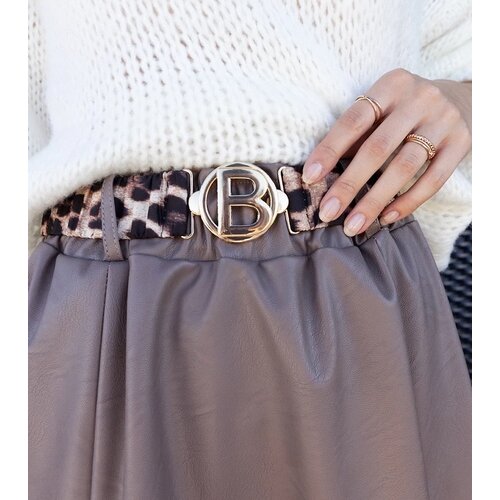 UR/CEO Dark beige long skirt with animal print belt Hanie Slike