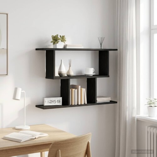  Polica na zidu Crni hrast 80 x 15 x 50,5 cm Konstruirano drvo Slike