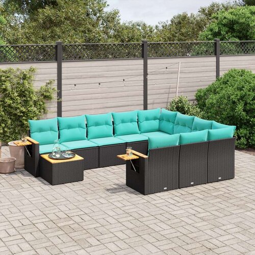  11-dijelni set vrtnih sofa od poliratana s jastucima crni Cijene