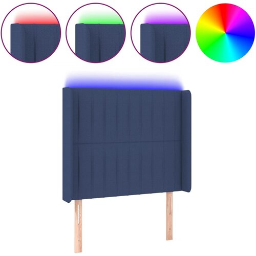 Maison Chic led posteljno vzglavje - vzglavna omarica - nočna omarica modro 93x16x118/128 cm blago, (21709039) Slike