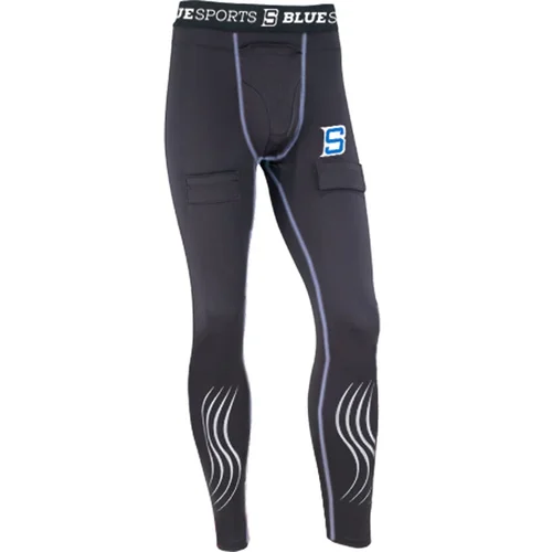 Blue Sports Compression SR trousers with jockstrap, XL