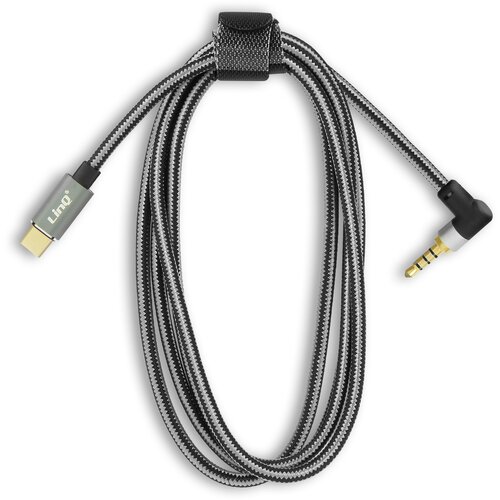 LINQ avdio kabel usb-c do 3,5 mm 4-polni mo&amp;scaron;ki prikljucek, pleteni najlonski kotni prikljucek 1,5 m, - crn, (20630313) Slike
