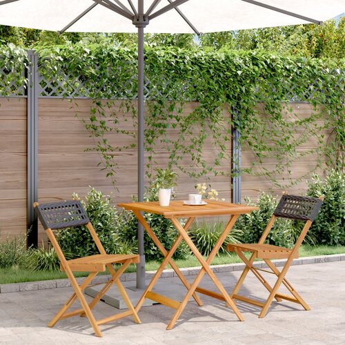 VidaXL 3-dijelni bistro set od poliratana i masivnog drva crni Slike