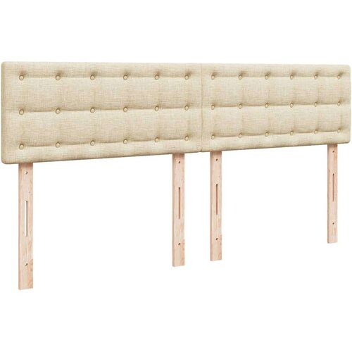 VidaXL Krevet s oprugama i madracem krem 200 x 200 cm od tkanine Slike