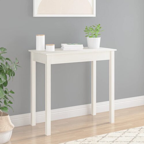 The Living Store konzolna mizica bela 80x40x75 cm trdna borovina - konzolna mizica, (21836705) Cene