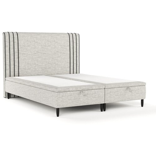Maison de Rêve Svijetlo sivi tapecirani bračni krevet s prostorom za odlaganje 200x200 cm Musca – Cijene