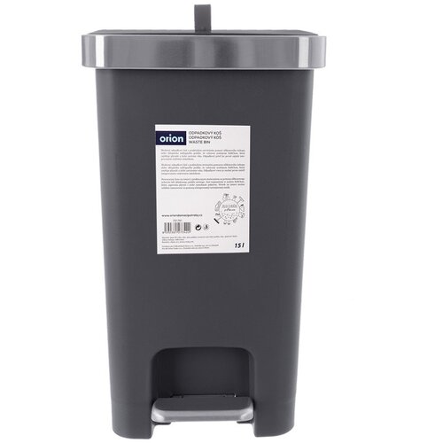 Orion Siv plastičen ko&amp;scaron; za smeti s pedalom 15 l Premier &amp;ndash; Slike