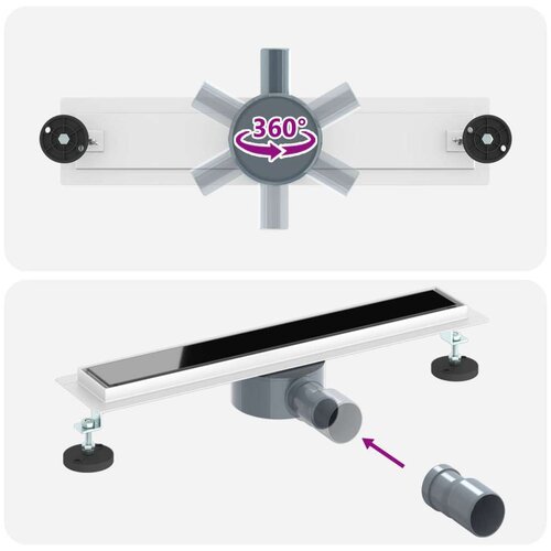 Odvod za tu&amp;scaron; s staklenim poklopcem i 360&amp;deg; sifonom Crna 50 cm Slike