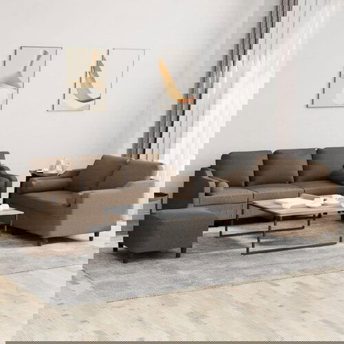 vidaXL 3-dijelni set sofa s jastucima smeđi od tkanine Cijene