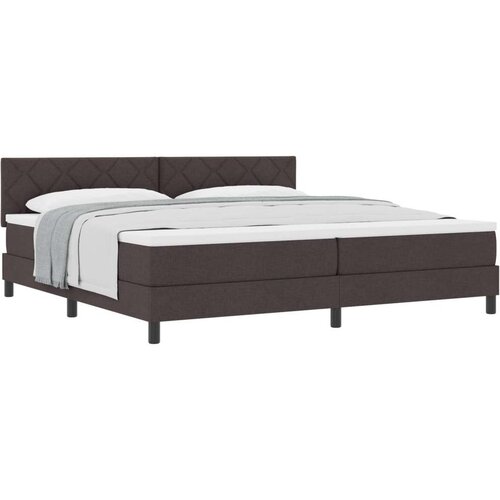 Box Postelja z vzmetnico z vzmetnico Temno rjava 200 x 200 cm blago, (5000128497) Cene
