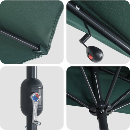 vidaXL Vrtni dežnik Zelena 294 x 150 x 223 cm blago Cene