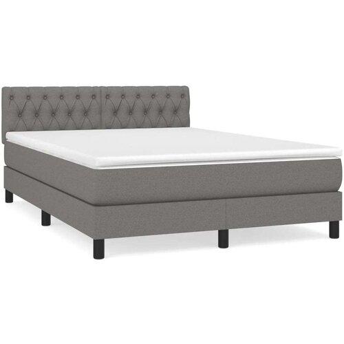  Krevet s oprugama i madracem tamnosivi 140x190 cm od tkanine Slike
