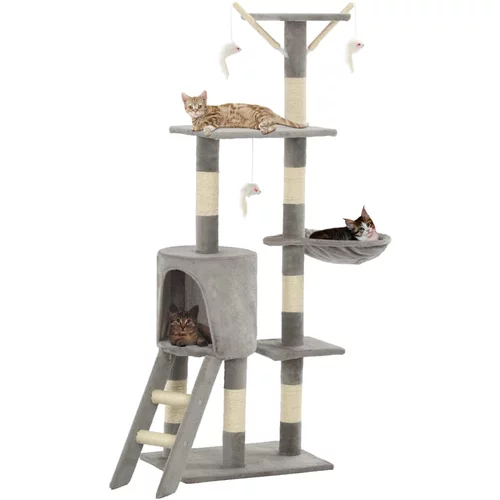 vidaXL Penjalica za mačke sa stupovima za grebanje od sisala 138 cm siva