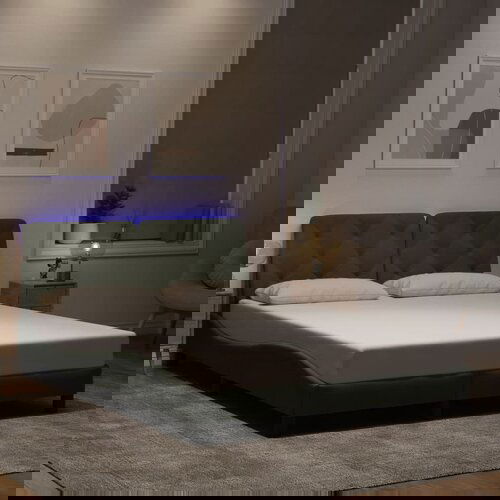 Furnova Posteljni okvir z LED lučkami svetlo siv 140x190 cm žamet, (21940516) Slike