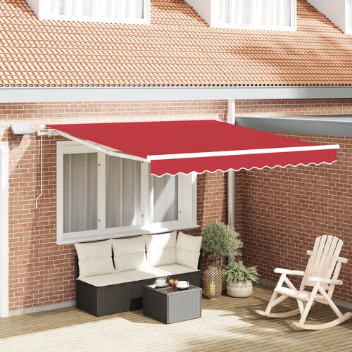 VidaXL Ročna zložljiva tenda z LED rdeča 350x250 cm, Nadomestna tenda za okvir 3.5x2.5 m rdeča Slike